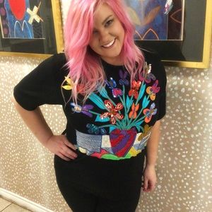 Carducci Vintage Embellished Sequin Beaded Tee